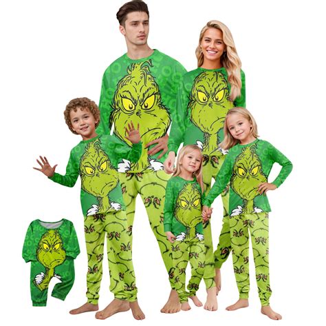 Grinch Pajamas 2-Piece Costumes Set, Christmas Grinch Family Matching ...