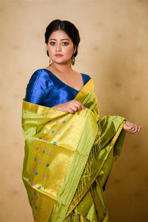 Gauri Green Paat Silk Mekhela Sador – Sereki.in