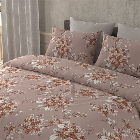 300 TC 100% Pure Cotton Bloom Burst Brown Bedsheet Set – Swaas