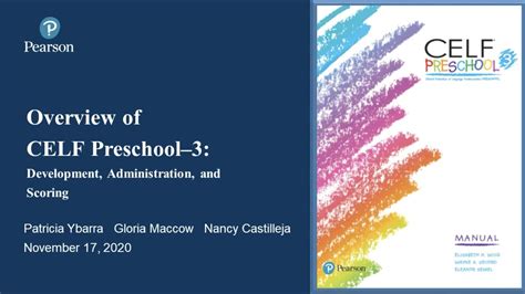 CELF Preschool-3 Development, Administration, and Scoring Webinar ...