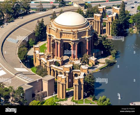 Aerial view, Palace of Fine Arts, Theater, Presidio, San Francisco, San ...