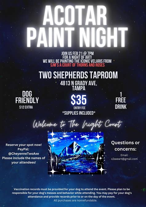 ACOTAR Paint Night at Two Shepherds Taproom! at Two Shepherds Taproom ...