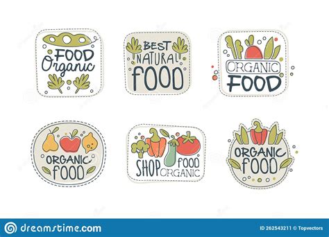 Best Natural Food Labels Set. Organic Shop, Farm Market and Eco Natural ...