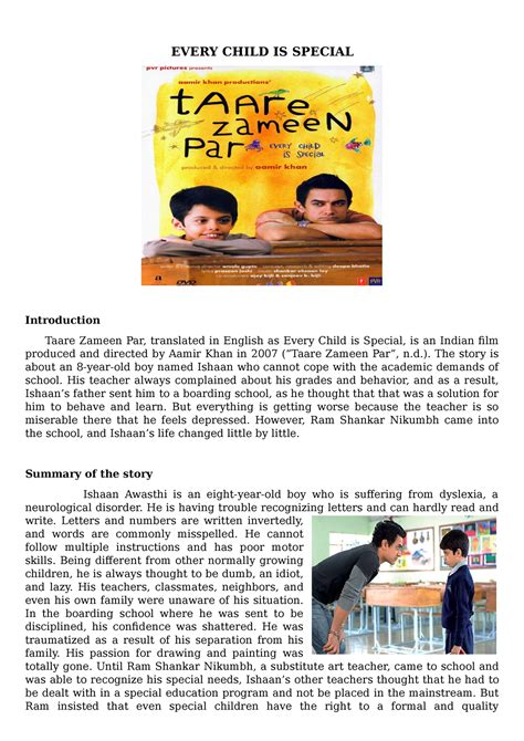 Every Child is Special - ). The story is about an 8-year-old boy named ...