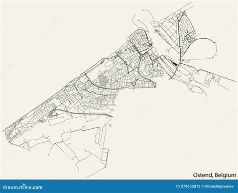 Street Roads Map of the OSTEND MUNICIPALITY, OSTEND Stock Vector ...