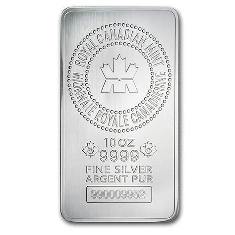 Royal Canadian Mint 10 Ounce Silver Bullion Bar - .9999 Pure Silver ...