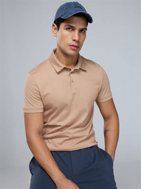 Beige Supima Polo T-shirt - Regular Fit – CAVA Athleisure Pvt Ltd