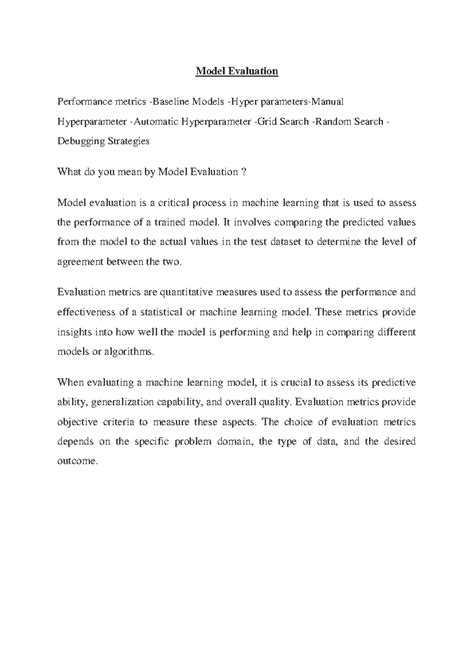 Model evaluation - Unit 4 - Model Evaluation Performance metrics ...