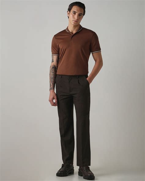Buy Brown Shawl Collar Polo Online at Muftijeans