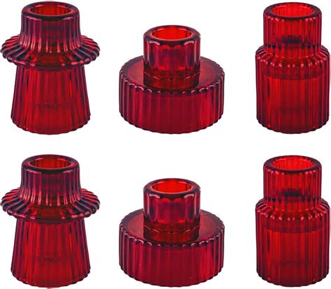 Amazon.com: Double Sided Vintage Ribbed Taper Glass Candle Holders,Tea ...