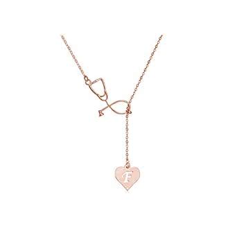 Dcfywl731 Rose Gold Stethoscope Lariat Necklace 26 Initial Alphabet ...