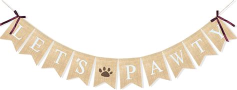 Buy Uniwish Burlap Let’s Pawty Banner Dog Birthday Party Decorations ...