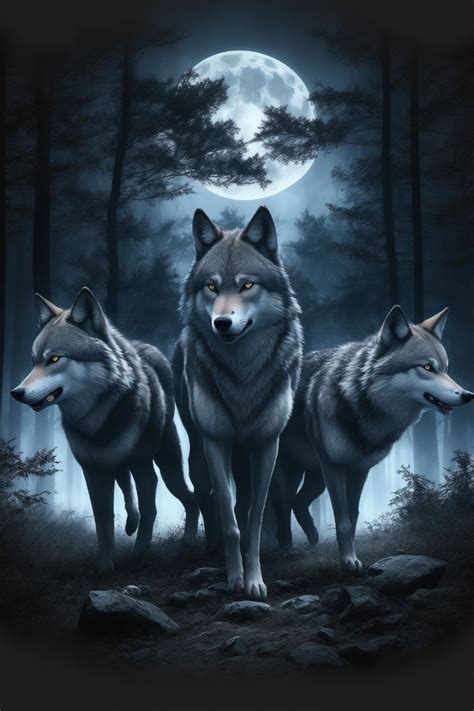 Wolf Pack: Hunting Prey Art Illustration