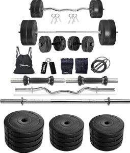 STARX 80 kg PVC Plates with 3Ft Curl Rod and 5Ft Straight Rod with ...