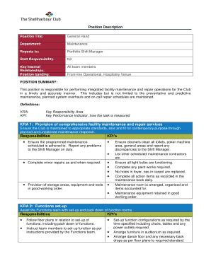 Fillable Online KRA 1 Provision of comprehensive facility maintenance ...
