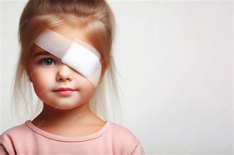 Premium Photo | Portrait of a little girl with a white bandage on her ...