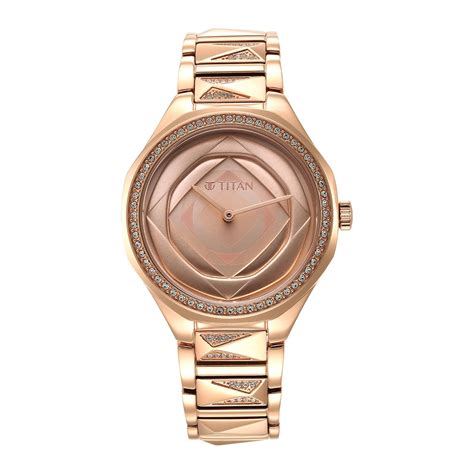 Titan Purple Glitz Quartz Analog Rose Gold Dial Rose Gold Stainless ...