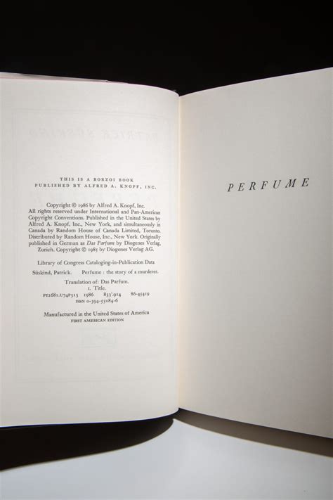 Perfume - The First Edition Rare Books