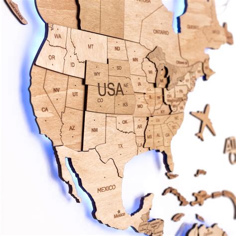 Enjoy The Wood 3D World Map Framed Wall Art Set - Oak Wood Wall India ...