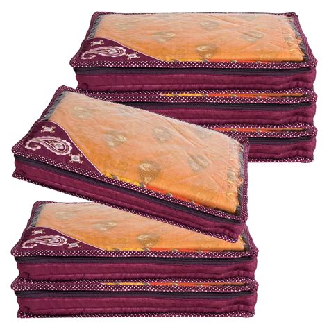 Kuber Industries Saree Cover | Side Embroidery-Design Clothes Storage ...