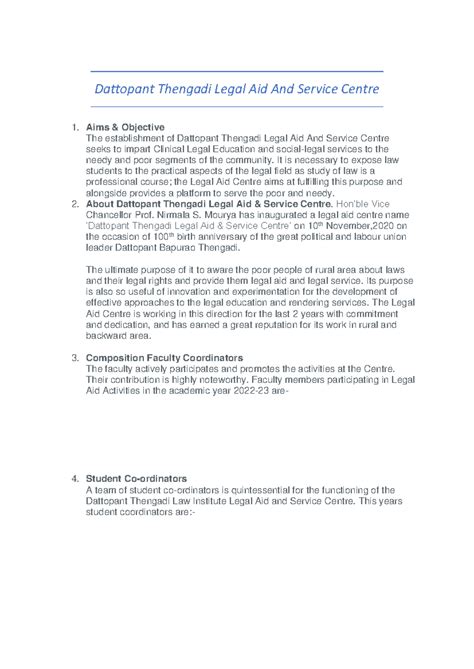 Environment Law Lecture 1: Dattopant Thengadi Legal Aid Centre Overview ...