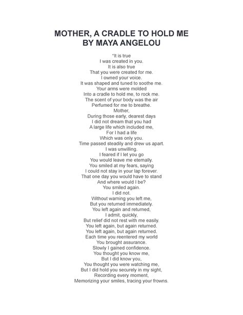 Maya Angelou Mother Poem
