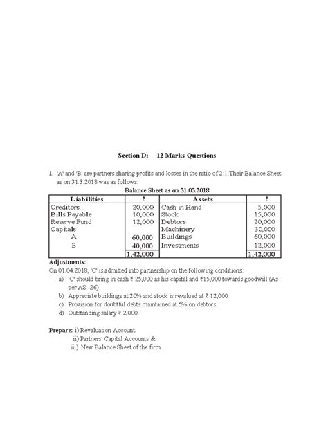 Questions - ZCC CFZv - Section D: 12 Marks Questions 1. 'A' and 'B' are ...