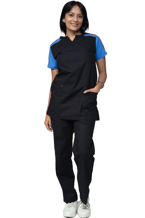 Female Scrub Suit Designer DSDX04 - Black / Island Blue – Uniform Craft
