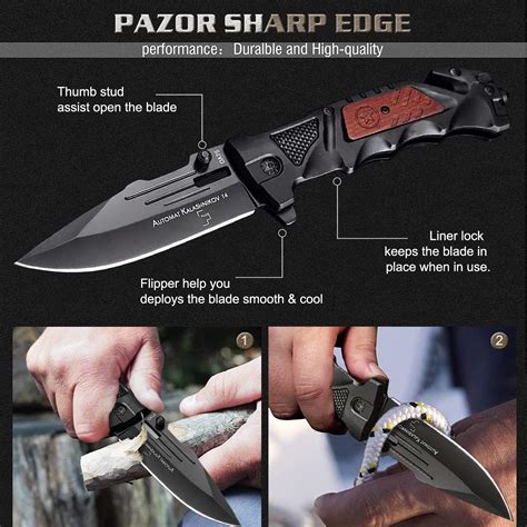 Buy Pocket Knife for Men, Tactical Folding Knives with Clip, Glass ...