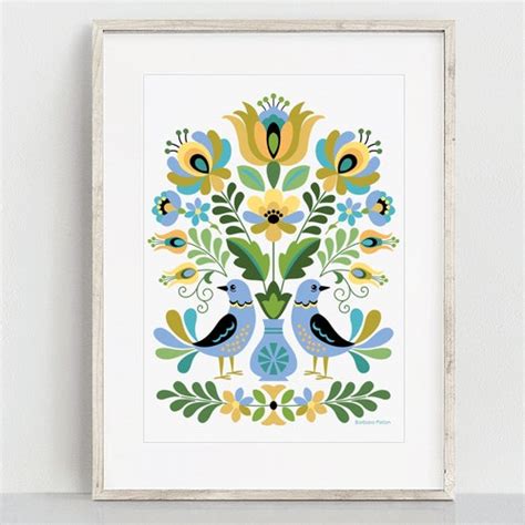 Buy Hungarian Folk Design Red Rose and Peppers Fine Art Print Online in ...