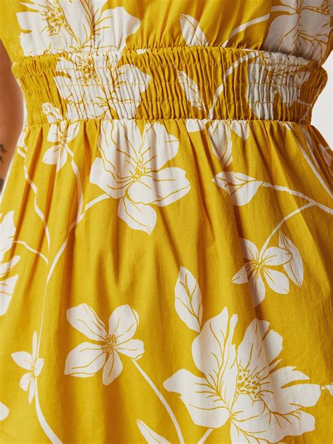 Yellow Floral Tiered Dress