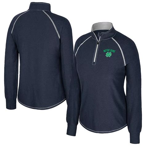 Women's Colosseum Navy Notre Dame Fighting Irish Bikram Raglan Quarter ...