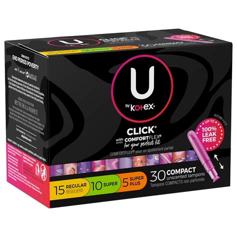 U by Kotex Click Compact Multipack Tampons, Regular/Super/Super Plus ...