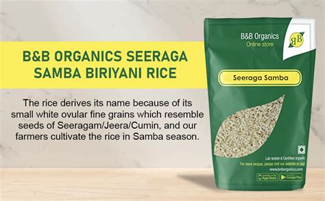 B Organics Aromatic Seeraga Samba Rice (1kg)/ Traditional rice/Seeraga ...