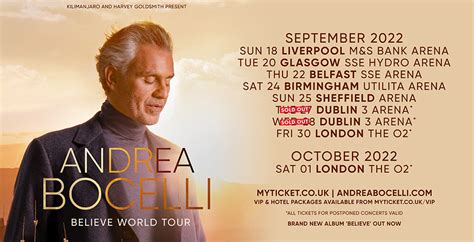Andrea Bocelli Tickets UK and Ireland Tour 2022