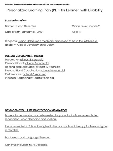 Image result for PBS Plan Template Learning Disability