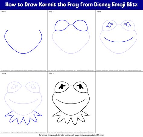 How to Draw Kermit the Frog from Disney Emoji Blitz (Disney Emoji Blitz) Step by Step ...