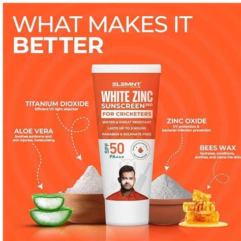 Elemnt White Zinc Sunscreen, 100gm – Sportswing.in