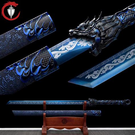 Beautiful Blue Dragon Japanese Katana, Handmade Samurai Sword, 1060 ...