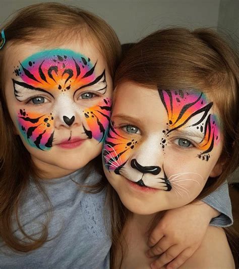 Rainbow Tiger Face Paint | Tiger face paints, Face painting designs ...