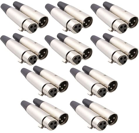 Aebor 3 Pin XLR Solder Type Connector, Male/Female Audio Mic Microphone ...