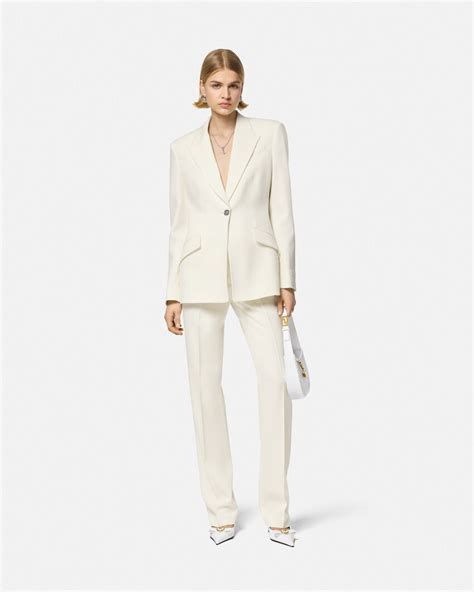 Single-Breasted DV Blazer White | VERSACE