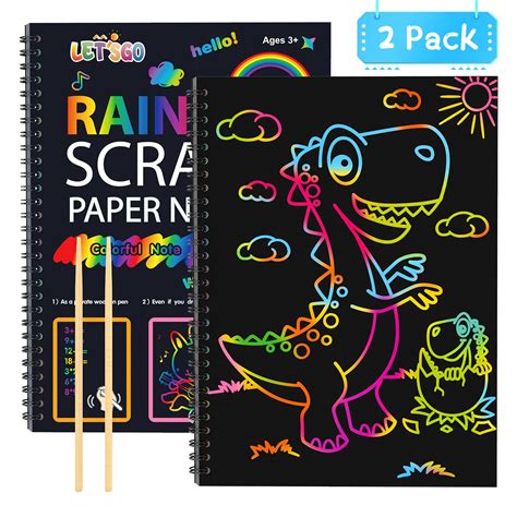 DEVRNEZ Gifts for 3-12 Year Old Kids Rainbow Scratch Paper Arts ...
