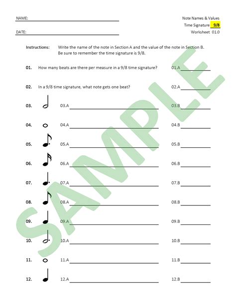 Advanced Worksheet_1.4 - Note Names, Values, and Symbols - Classful