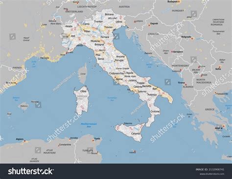 Italy Political Map Neighbors Capital National Stock Illustration ...