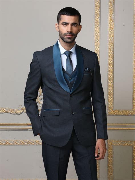 Grey Imported Solid Mens Three Piece Designer Suit – Suvidha Fashion
