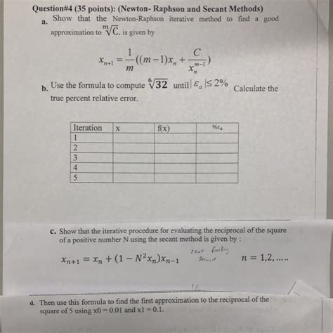 Image result for Example for Heat Question Secant Method vs Newton-Raphson