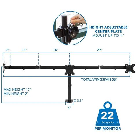 Buy Full Motion Triple Monitor Desk Mount for 24 in. to 32 in. Monitors ...