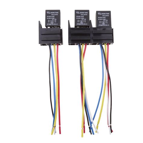 Pinakine® 3 Pieces 24V 30A 5 Pin SPST Relay With Socket Harness ...