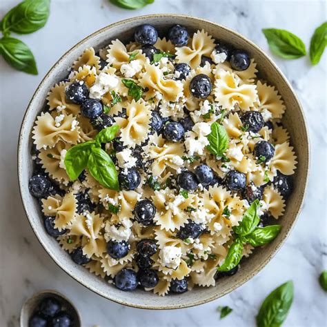Blueberry Basil Feta Pasta Salad - Tasty Chow